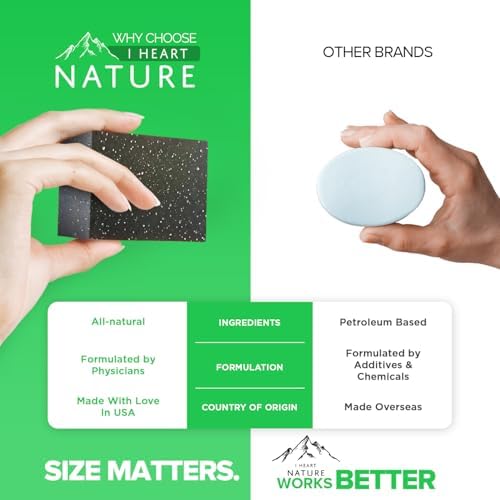 iHeart Nature soap resting on draining dish demonstrating long-lasting storage