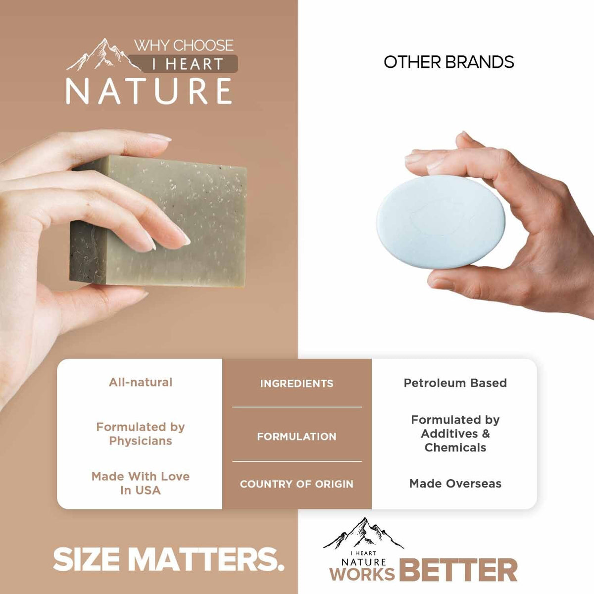 iHeart Nature bar held in hand to show size and travel-friendly convenience