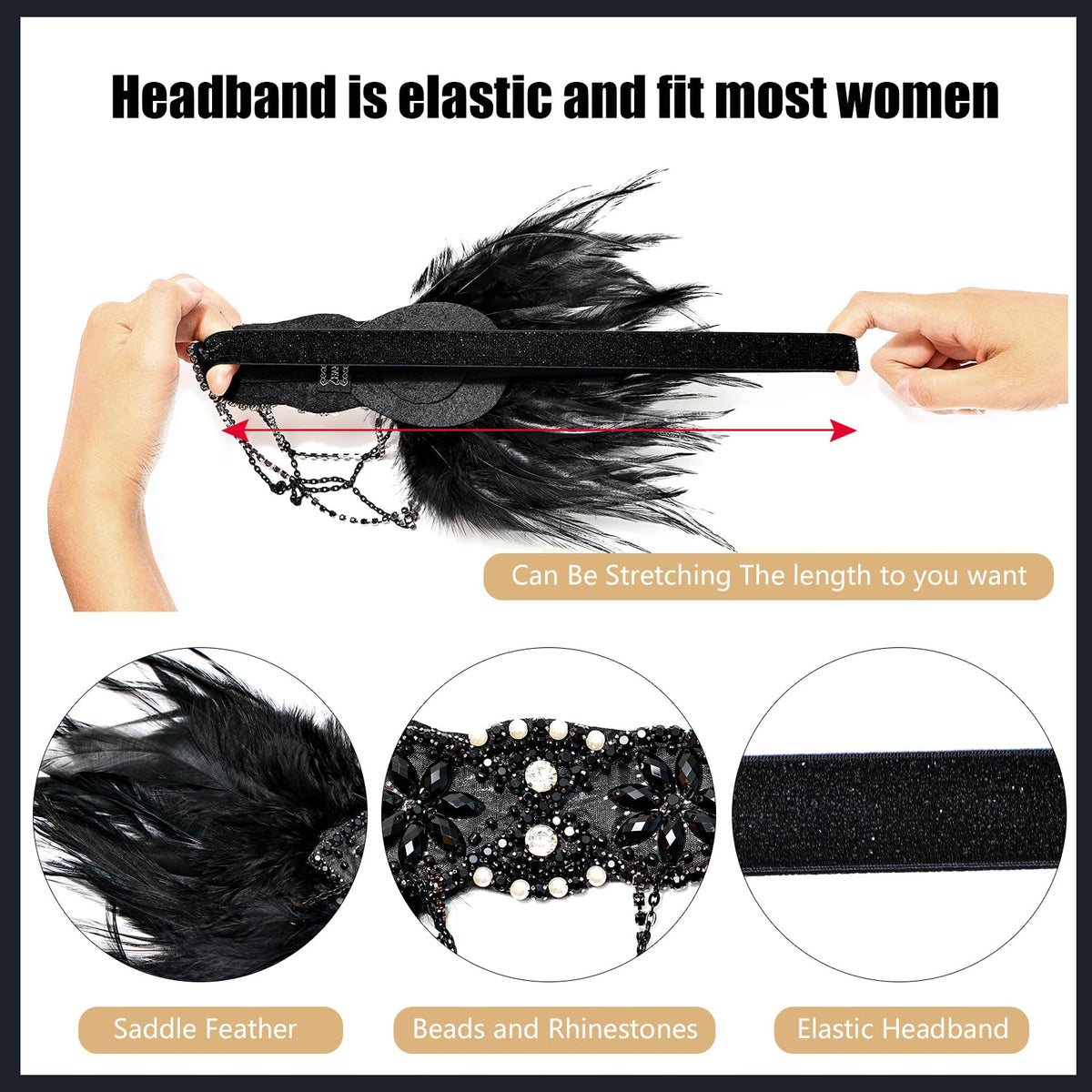 iHUFeather black dangle earrings detail showing retro style and finishing touch