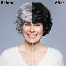 IIIMEIDU being applied to hair showing quick gray coverage benefit