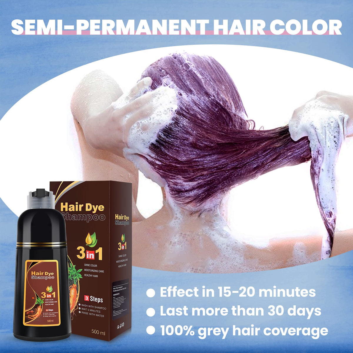 IIIMEIDU before and after dark burgundy result showing gray coverage