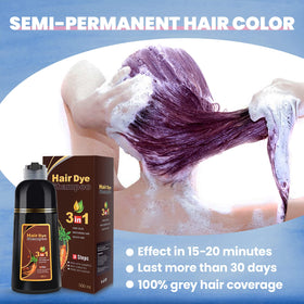 IIIMEIDU before and after dark burgundy result showing gray coverage