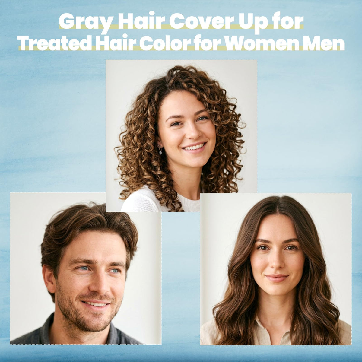 IIIMEIDU before-and-after split showing reduced gray visibility and natural-looking chestnut tone