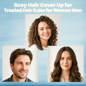 IIIMEIDU before-and-after split showing reduced gray visibility and natural-looking chestnut tone