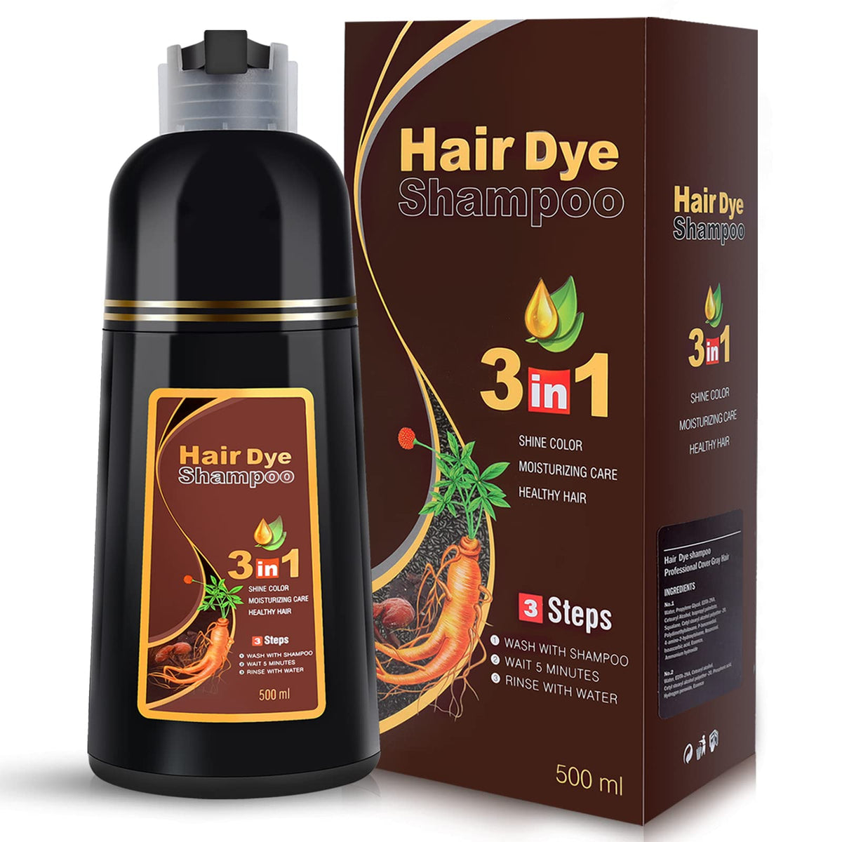 IIIMEIDU front bottle view showing burgundy hair color and easy use benefit