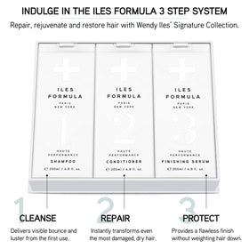 ILES FORMULA before and after length comparison showing smoother, shinier hair benefit