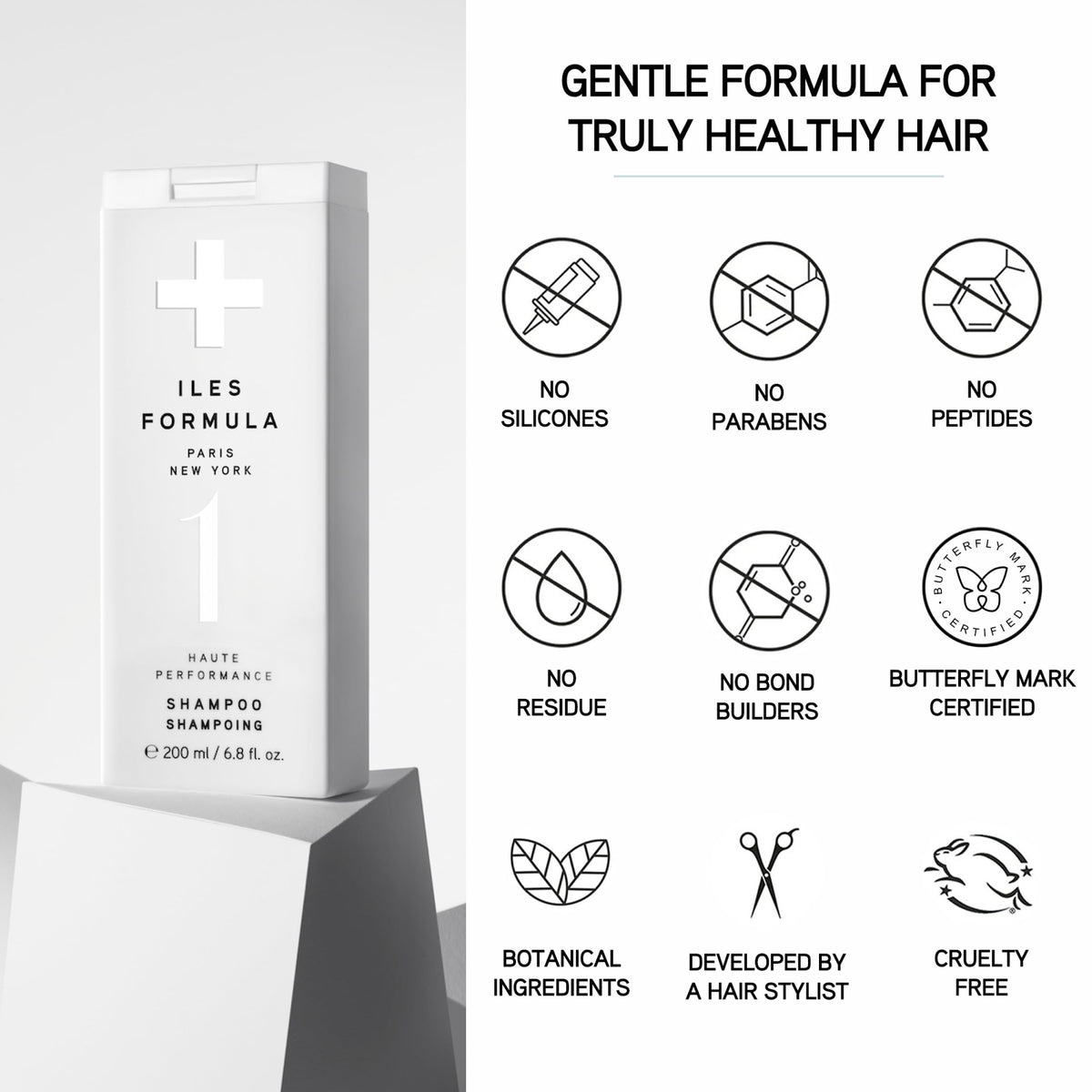 ILES FORMULA bottle paired with Haute Performance Conditioner illustrating system benefits