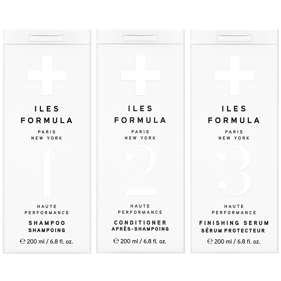 ILES FORMULA front packaging showing the three-step set and professional results