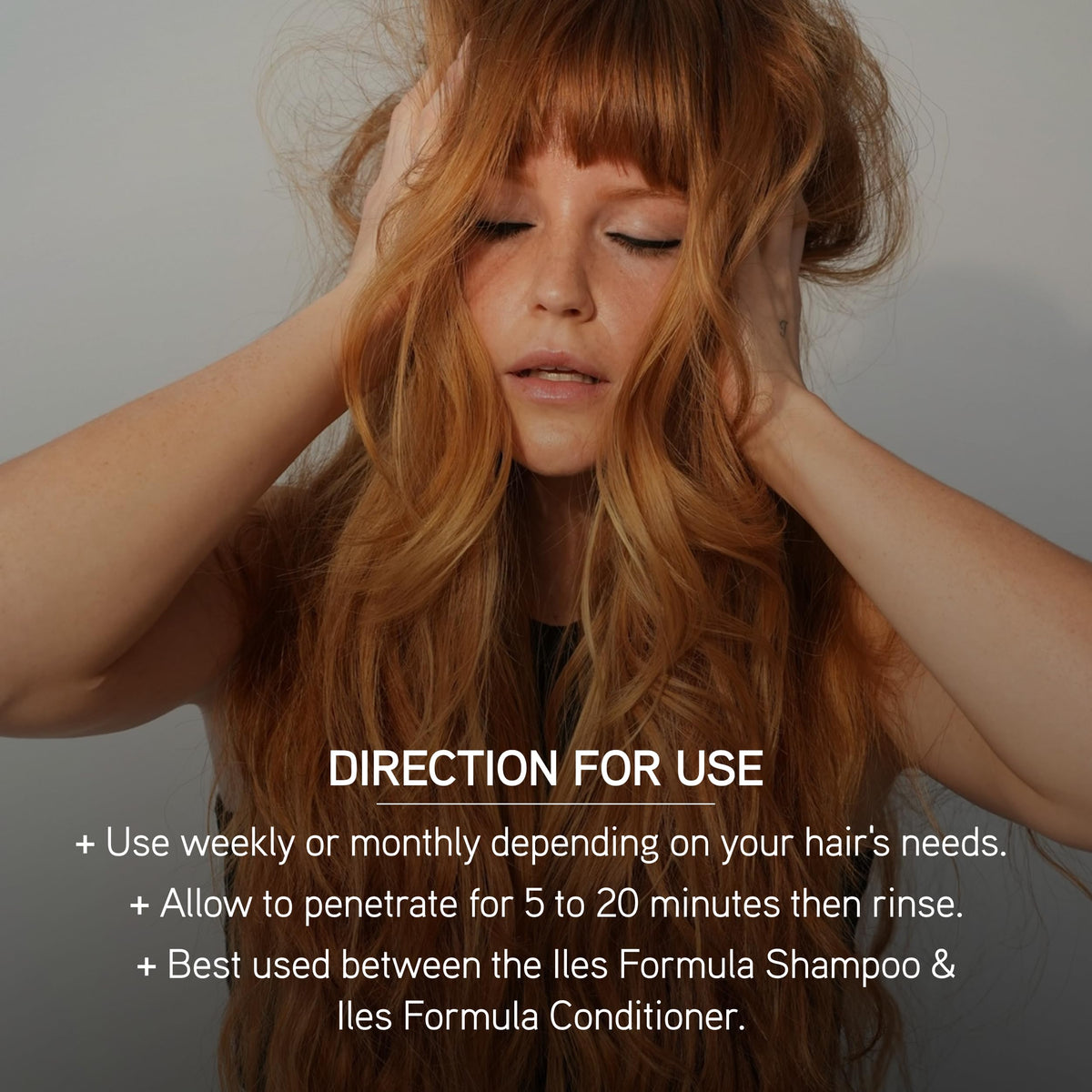 ILES FORMULA before and after comparisons showing reduced frizz and shine
