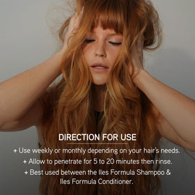 ILES FORMULA before and after comparisons showing reduced frizz and shine
