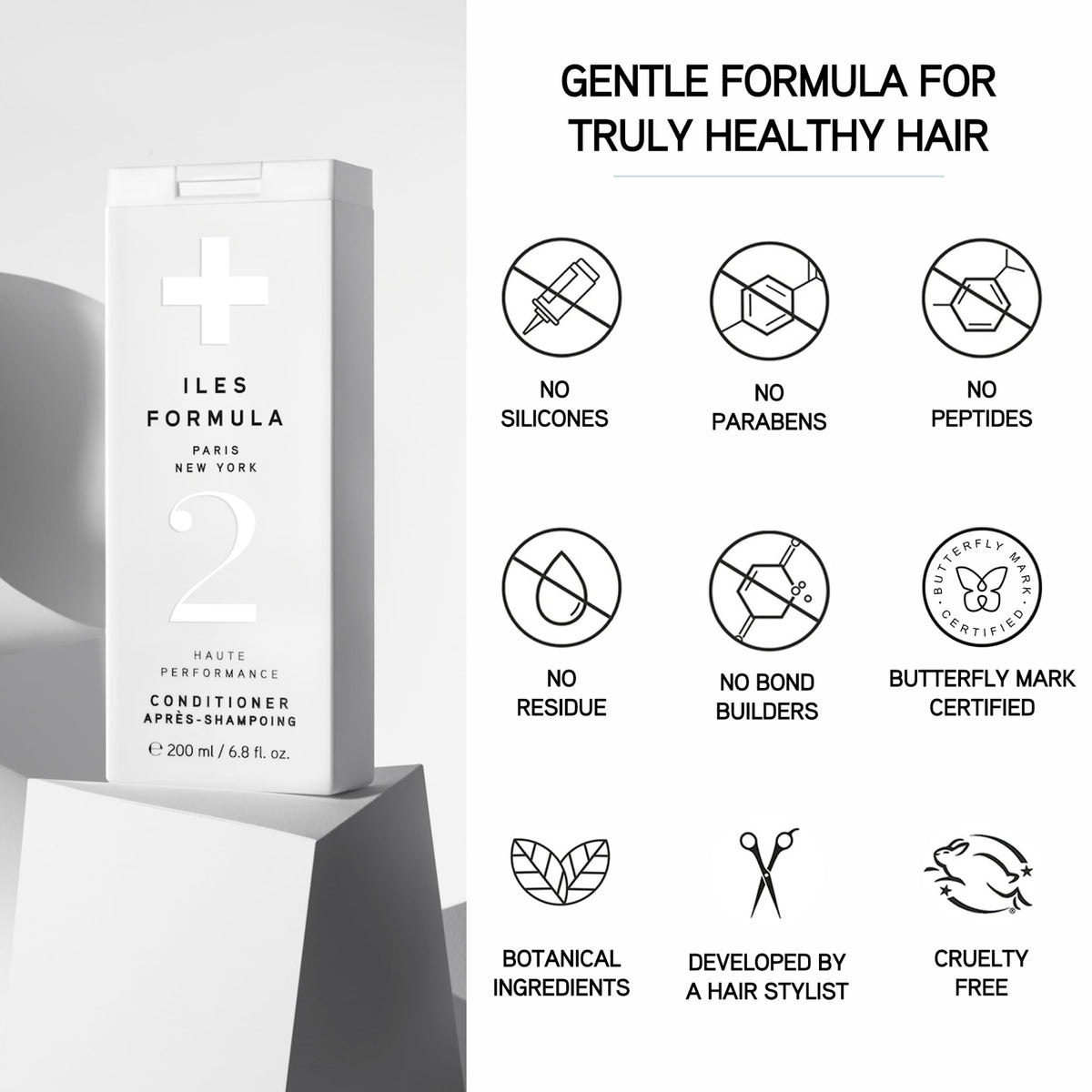 ILES FORMULA in-shower use with conditioner applied for quick repair