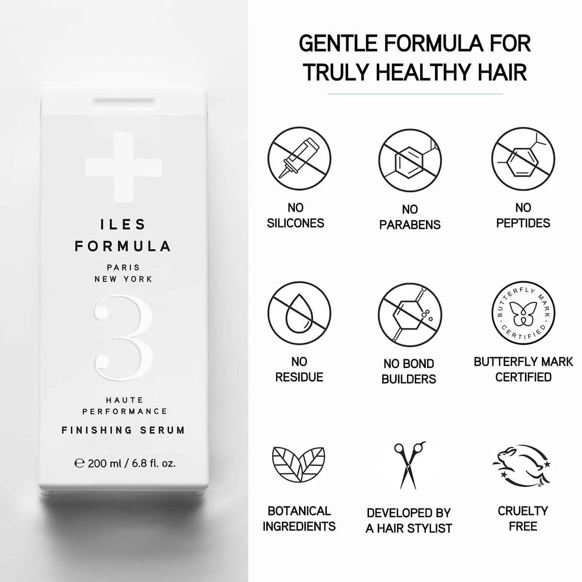 ILES FORMULA bottle next to ruler showing 200mL size for value and travel convenience