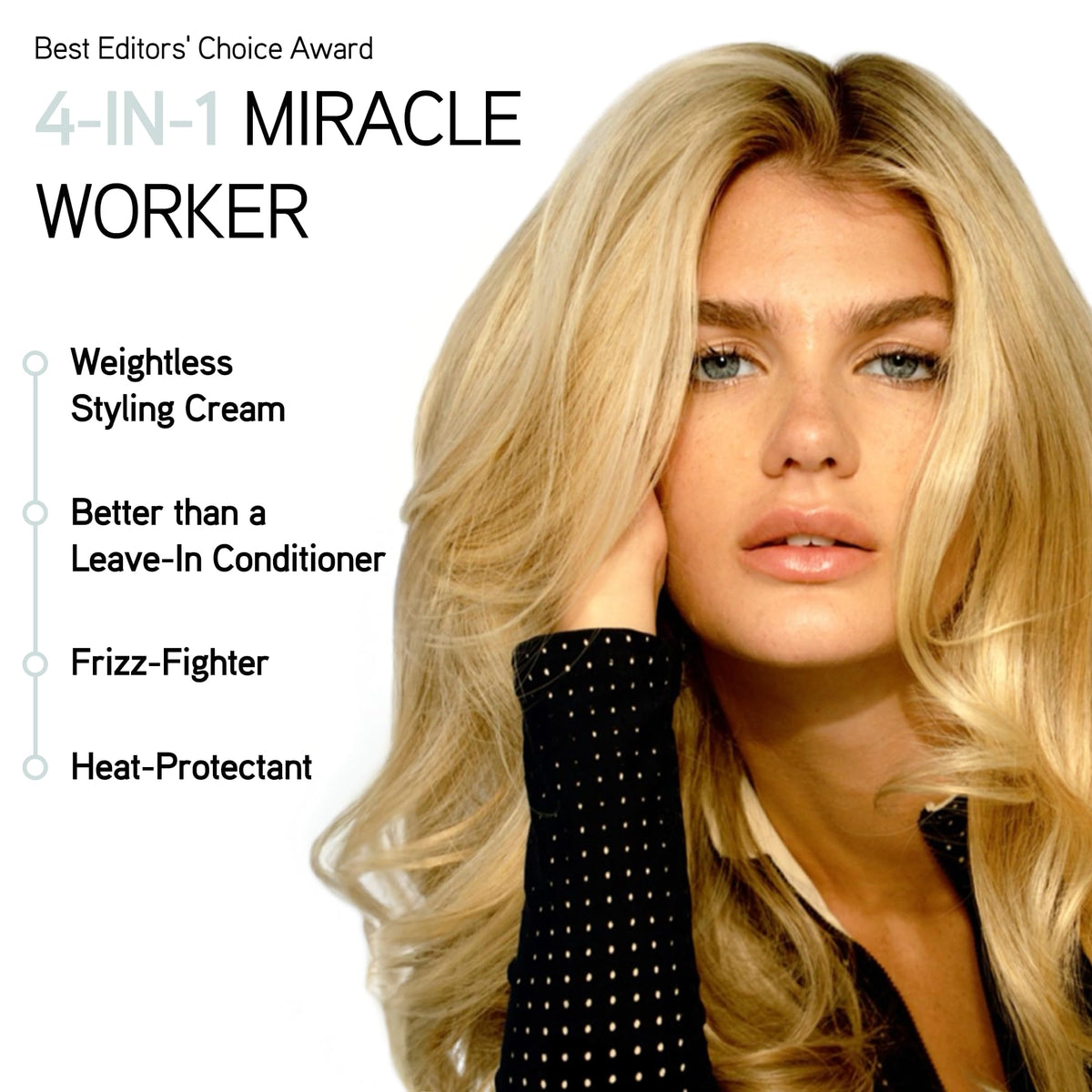 ILES FORMULA serum texture on hand showing lightweight, non-greasy slip for styling