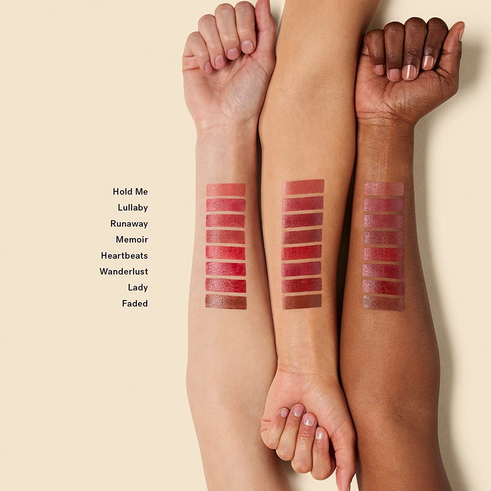 ILIA on-lips swatch Heartbeats warm red showing buildable color and flattering look
