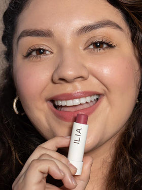 ILIA swatches on arm comparing sheer buildable color payoff and finish