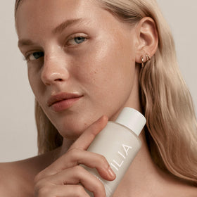 ILIA label detail showing ingredient focus and clean formulation