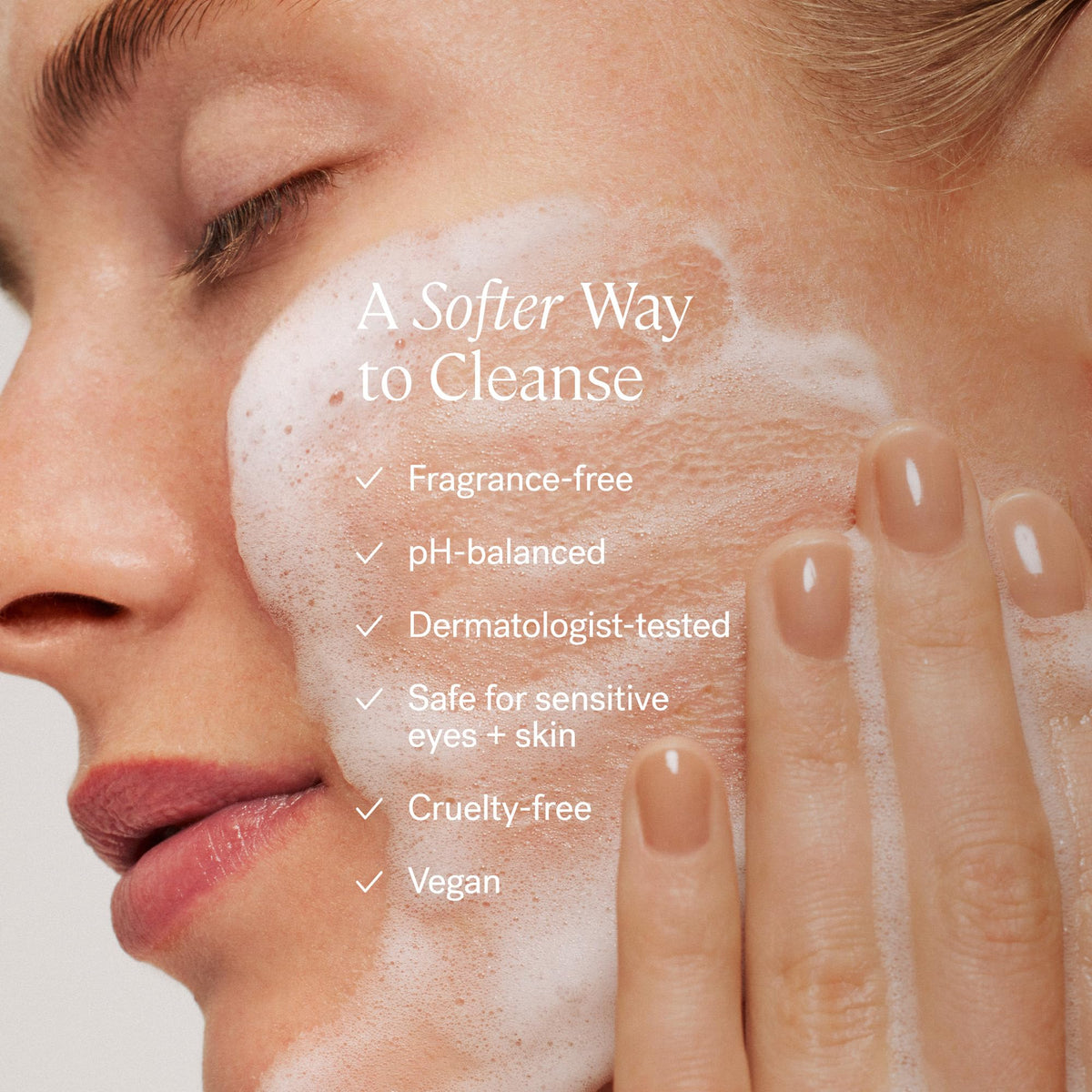 ILIA foam texture closeup demonstrating gentle lather and soft feel
