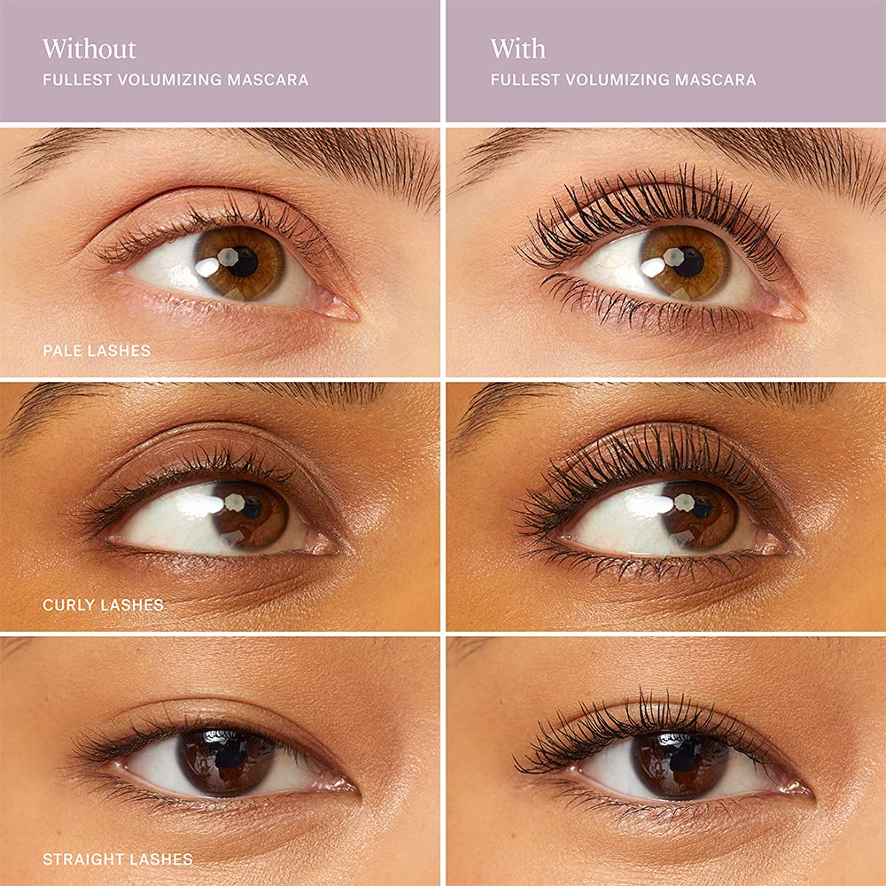 ILIA before and after lashes showing fuller, defined lash effect