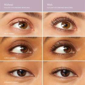 ILIA before and after lashes showing fuller, defined lash effect