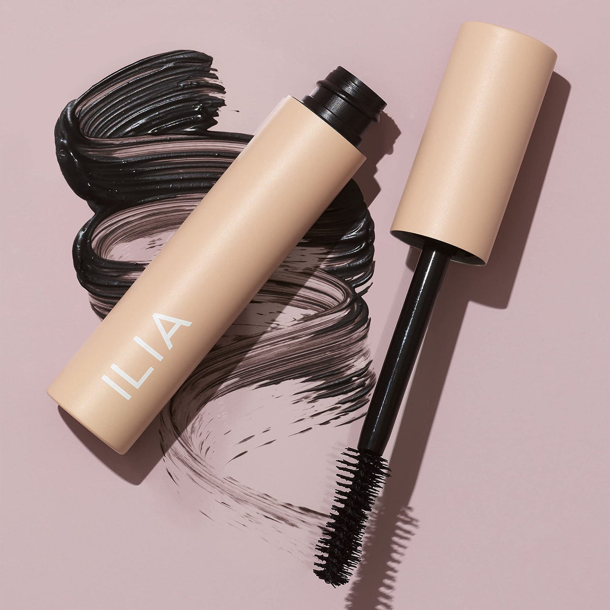 ILIA mascara on bathroom counter in lifestyle scene for daily use
