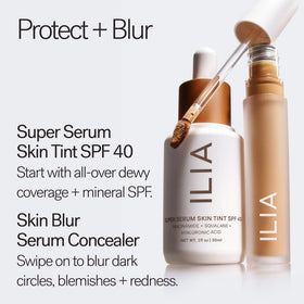 ILIA concealer on bathroom vanity in a lifestyle scene suggesting everyday use and minimalist routines