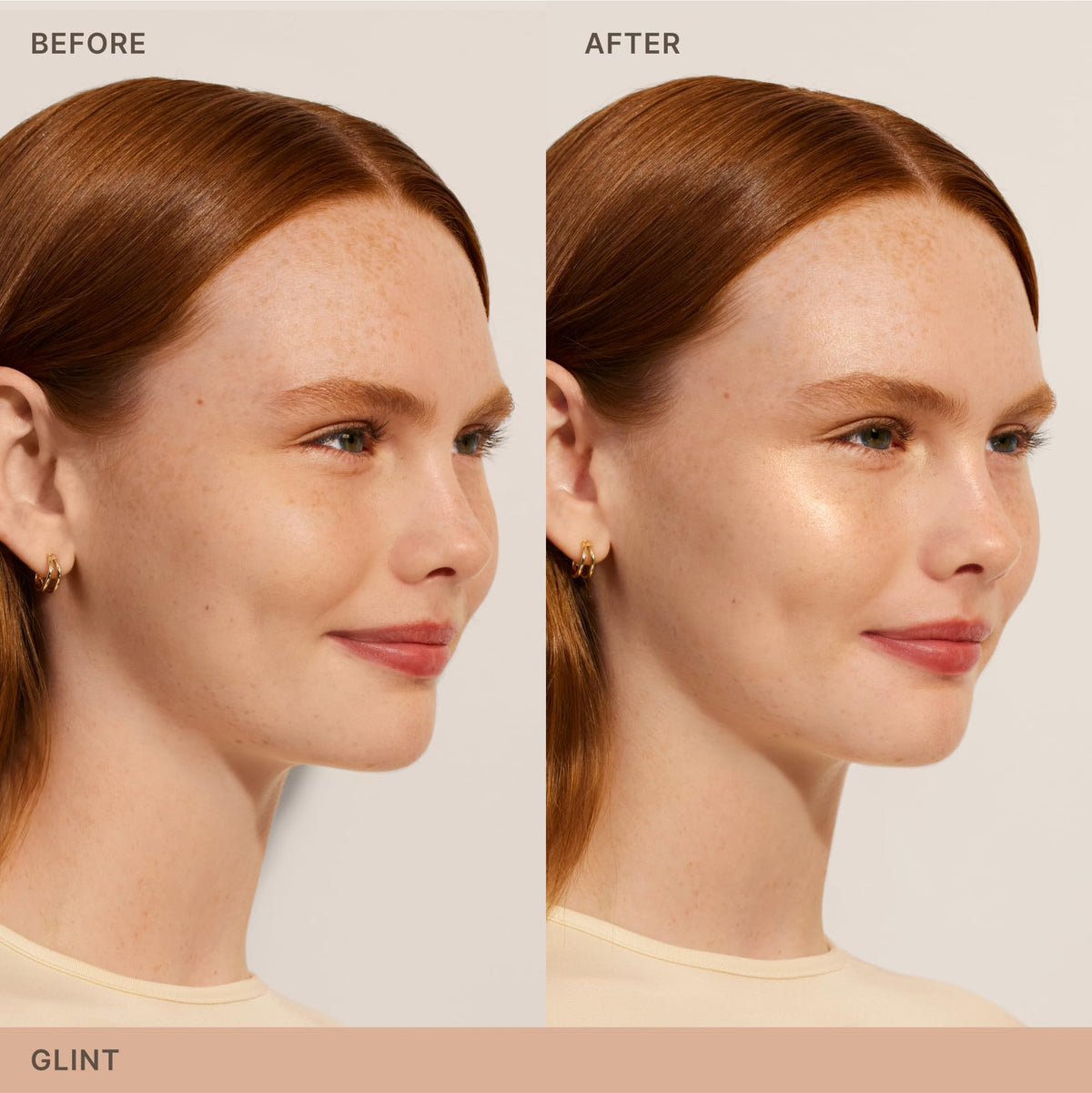 ILIA Lightshift being applied with brush to cheekbone for natural highlight