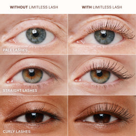 ILIA Limitless Lash before and after lashes illustrating length and lift benefit