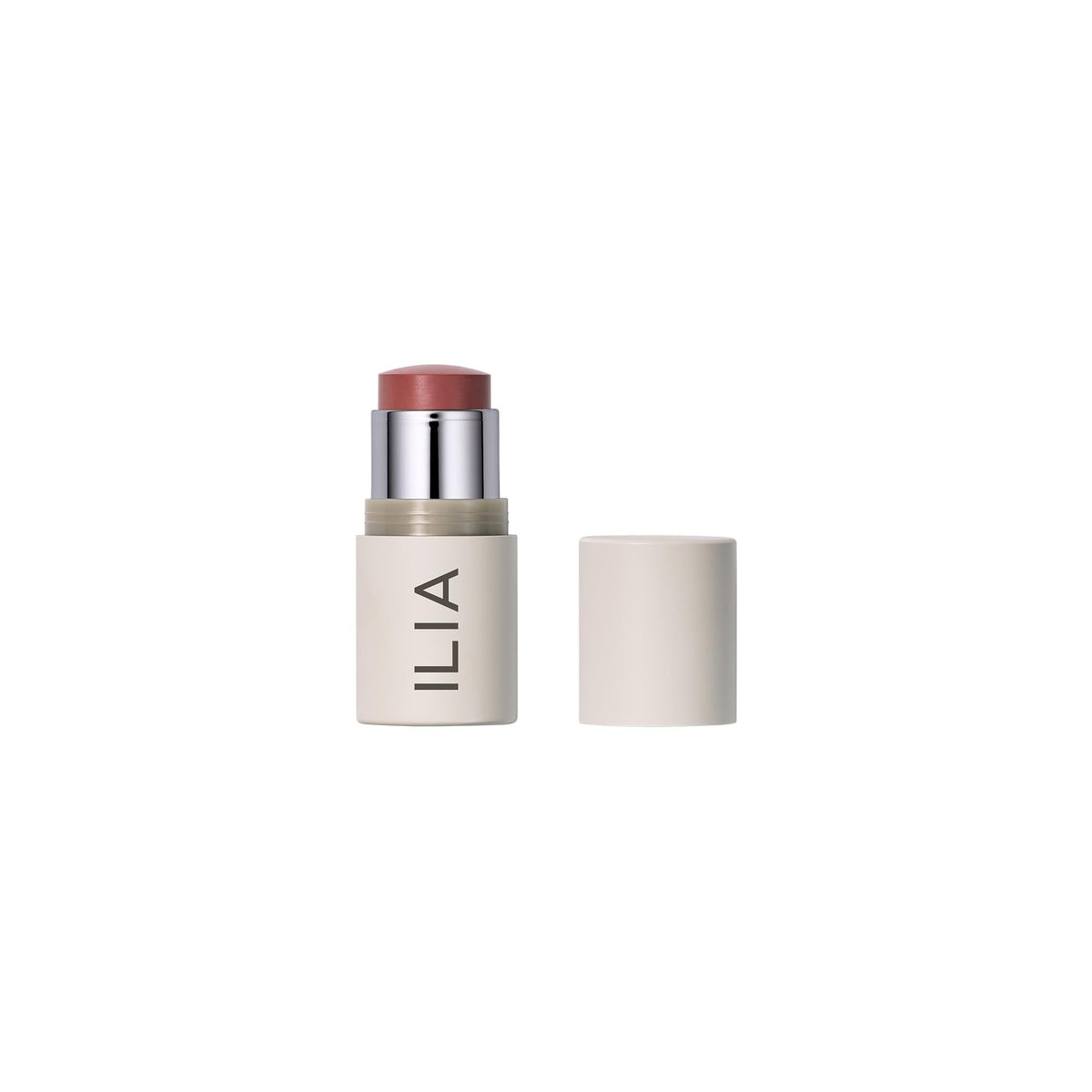 ILIA front packaging of multi-stick showing sleek tube and shade, effortless color