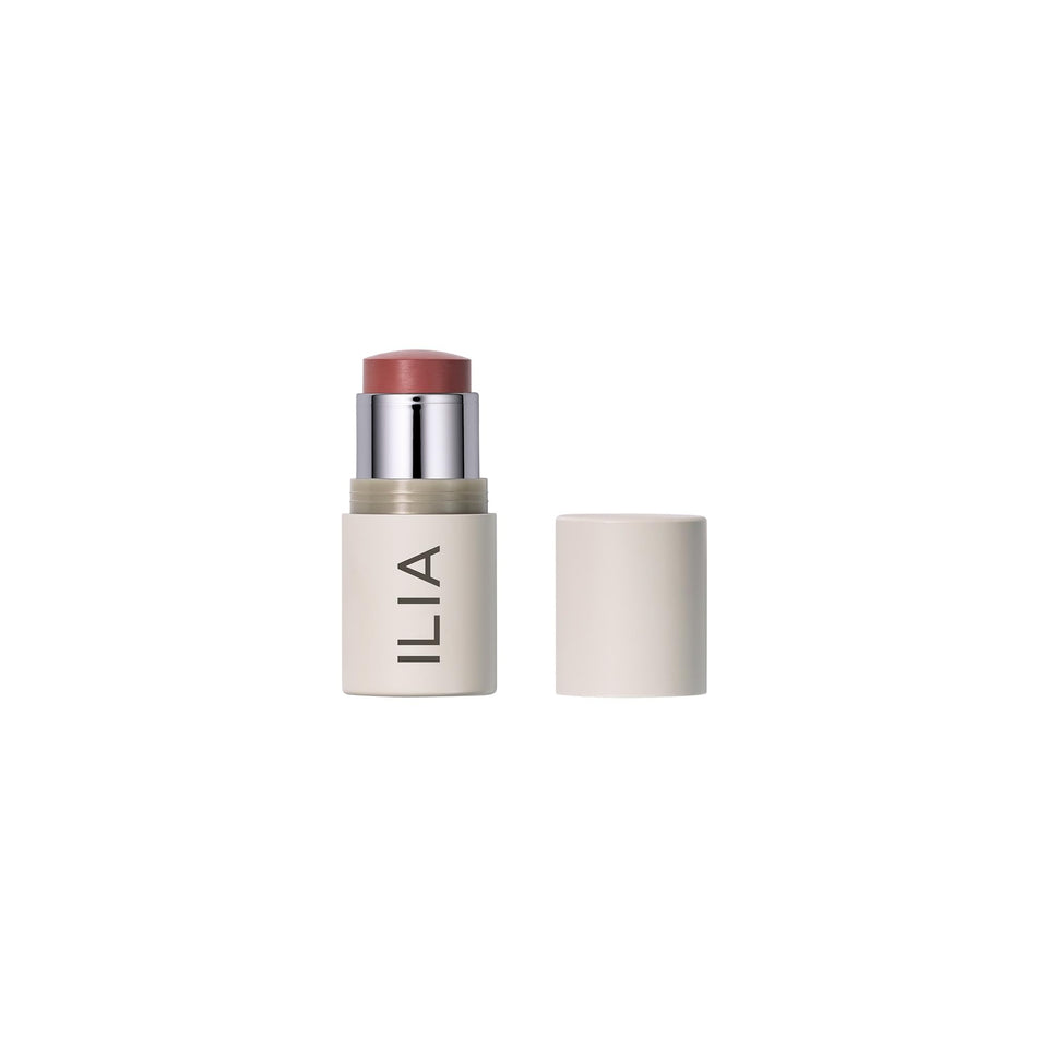ILIA front packaging of multi-stick showing sleek tube and shade, effortless color