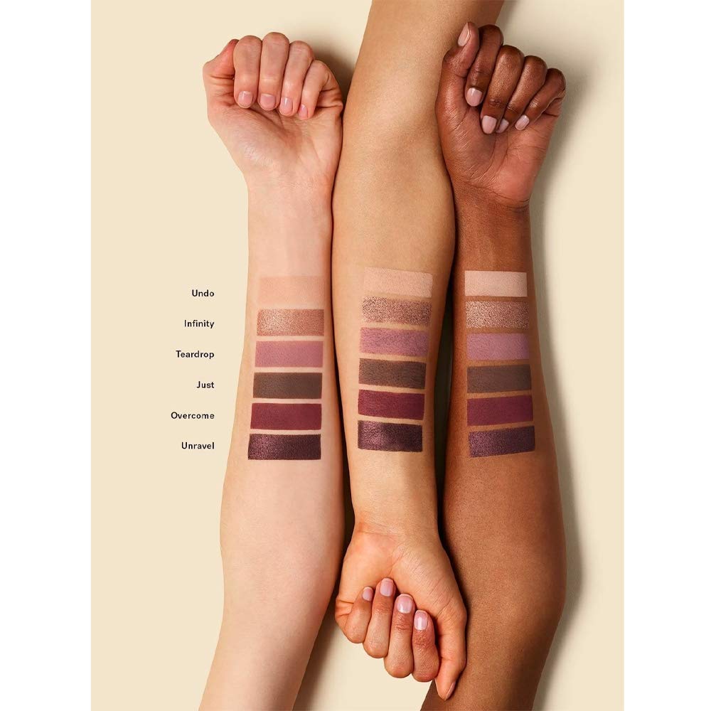 ILIA swatches on arm showing payoff and blendability for quick shade comparison