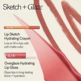 ILIA Overglaze Figure tube label detail showing clean ingredient focus and shade name