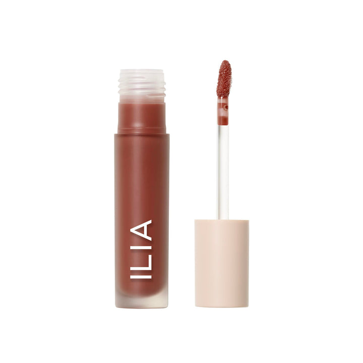 ILIA front packaging showing Clay shade and sleek gloss design for elegant wear