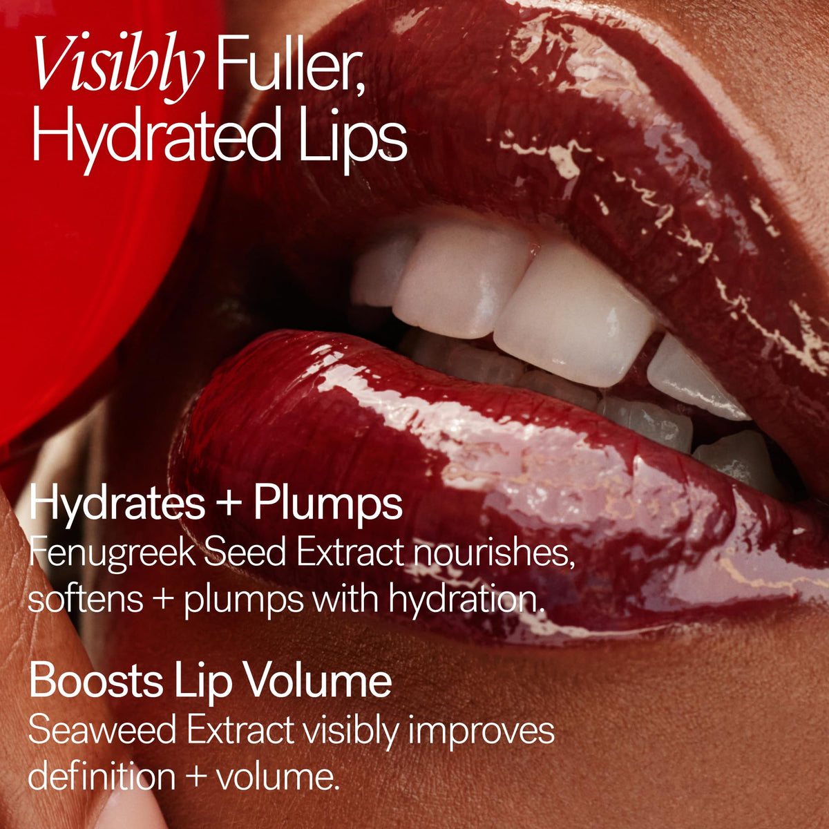 ILIA Overglaze on lips during application highlighting high shine and smoothing