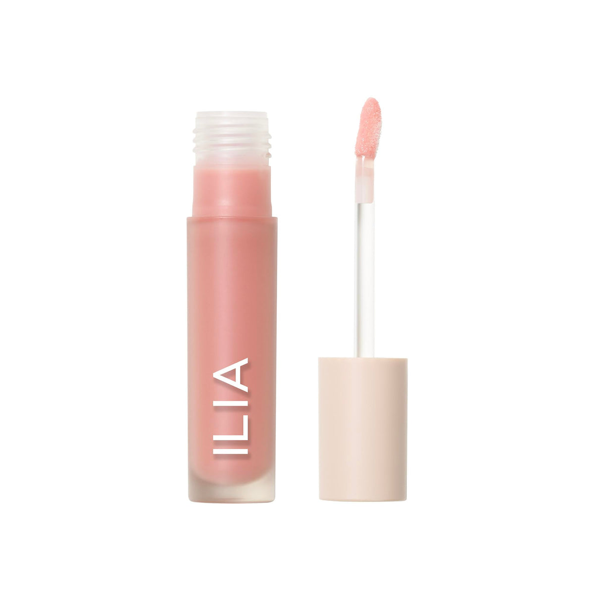 ILIA front view of porcelain gloss tube showing elegant packaging and product clarity
