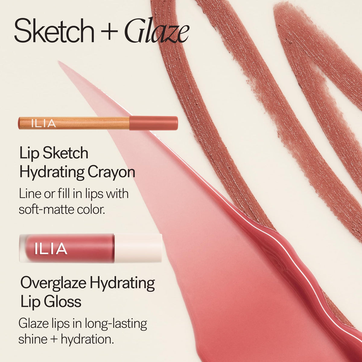 ILIA Overglaze Terra beside a coin to show product size and travel-friendly benefit