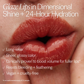 ILIA Overglaze texture swipe illustrating glossy finish and non-sticky feel