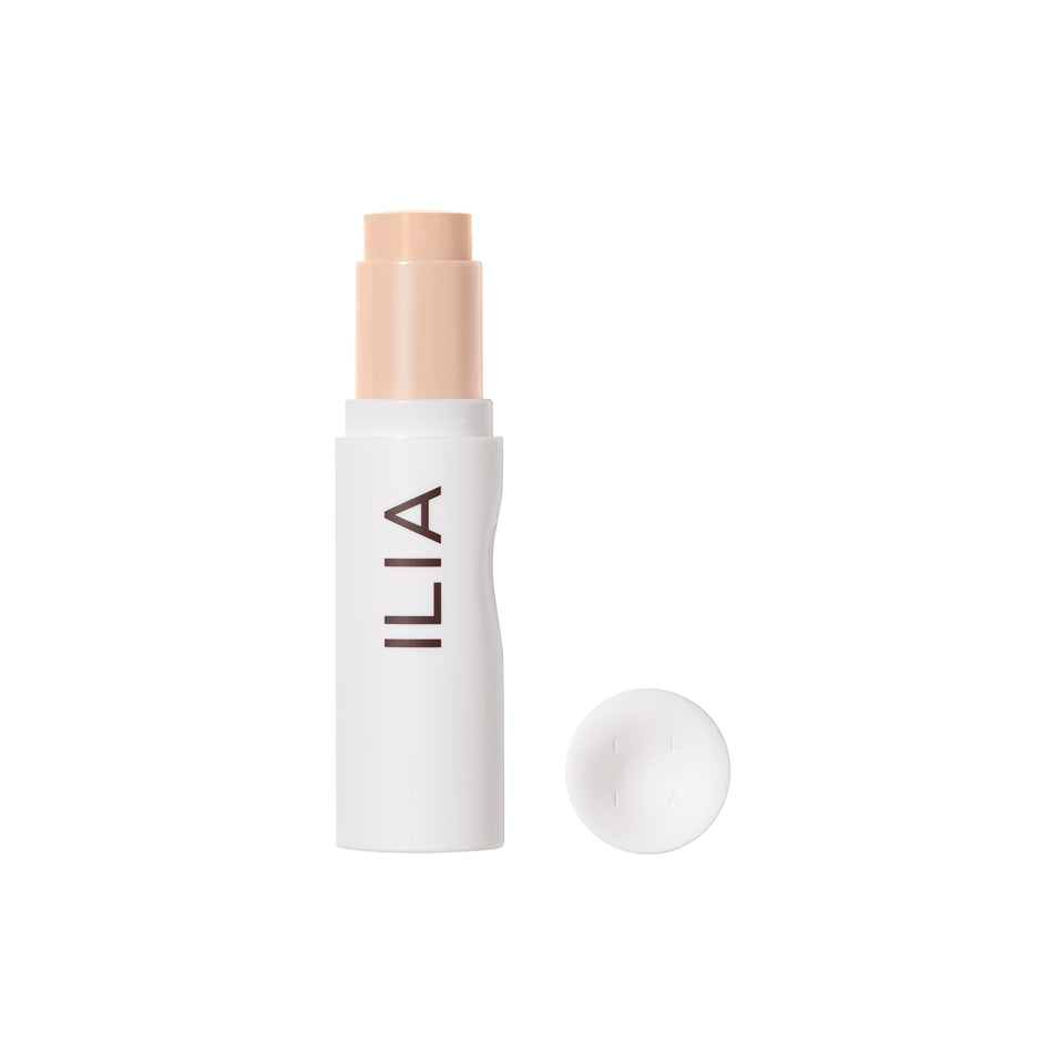ILIA front packaging of Skin Rewind stick showing compact, travel-ready design and clean branding benefit: portability