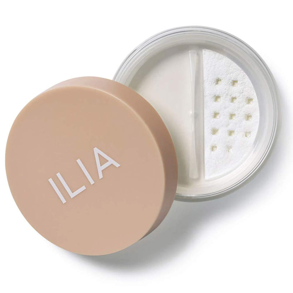 ILIA front jar view showing minimalist packaging and clean finish