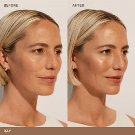 ILIA angled brush picking up product demonstrating precise application benefit