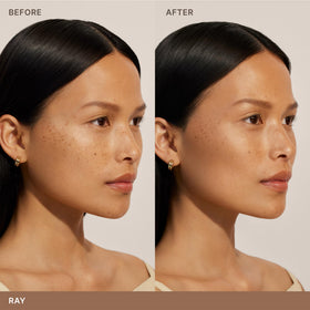 ILIA bronzer blended on cheek showing natural warmth and lifted dimension benefit