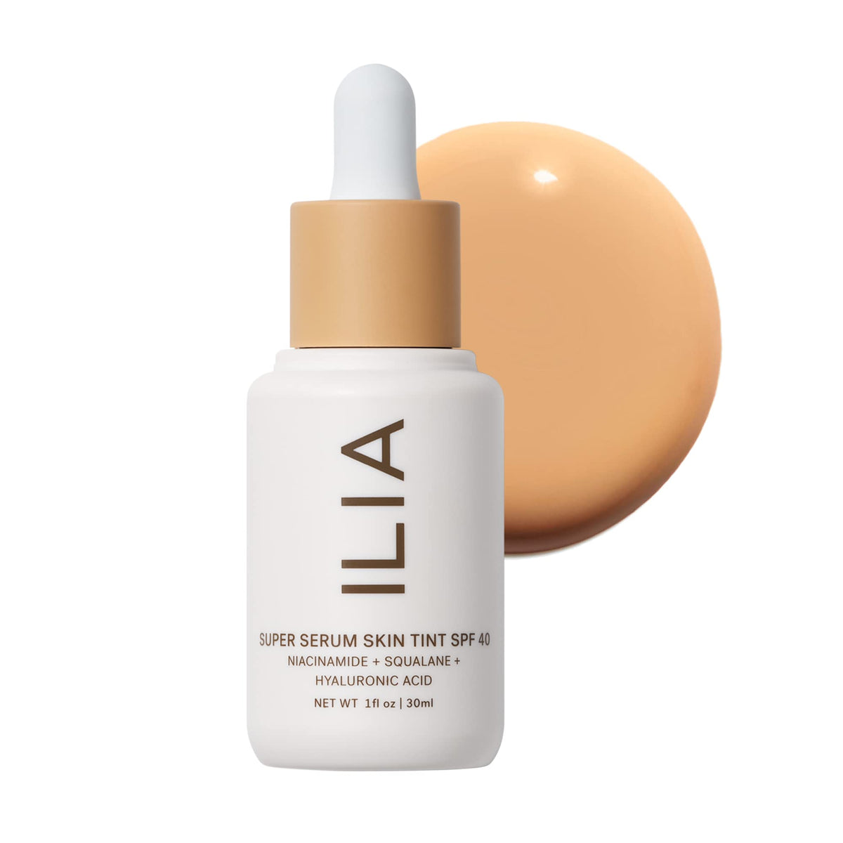 ILIA front packaging Shela ST8 shows compact bottle and SPF benefit