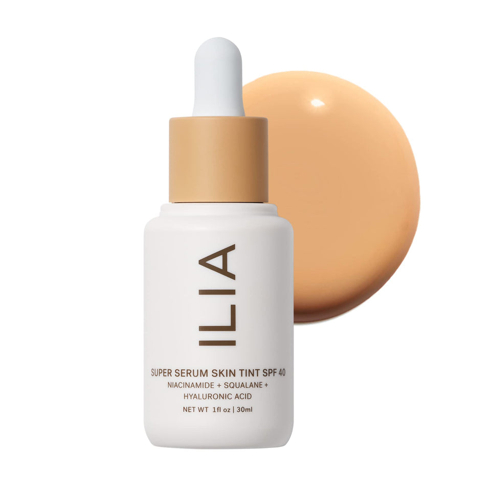ILIA front packaging Shela ST8 shows compact bottle and SPF benefit