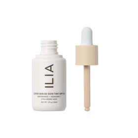 ILIA close-up of dispensed skin tint texture highlighting dewy, lightweight formula and blendability
