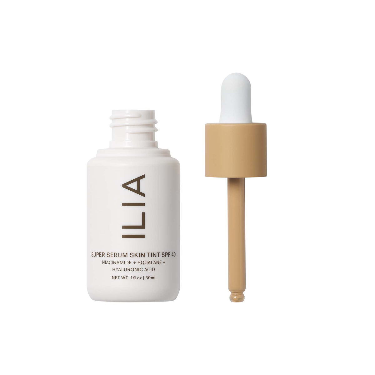 ILIA texture close-up drop demonstrates dewy moisturizing finish
