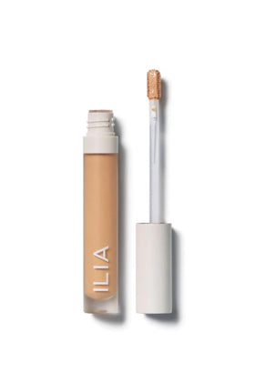 ILIA front packaging showing compact concealer for portable coverage