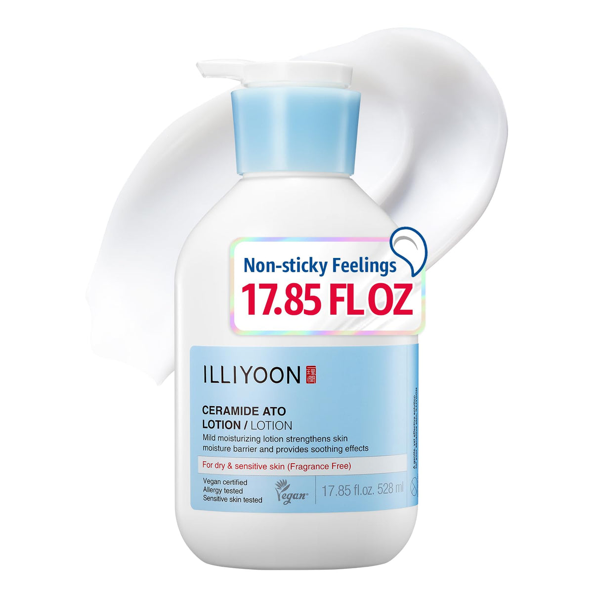 Illiyoon front packaging showing large 528ml bottle and product benefit