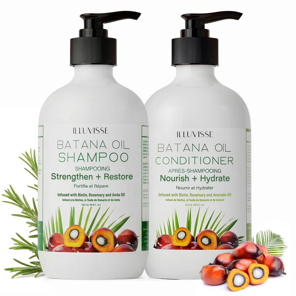 ILLUVISSE front packaging showing both 500ml shampoo and conditioner benefits
