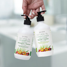 ILLUVISSE bottles beside a hand showing 500ml size and value