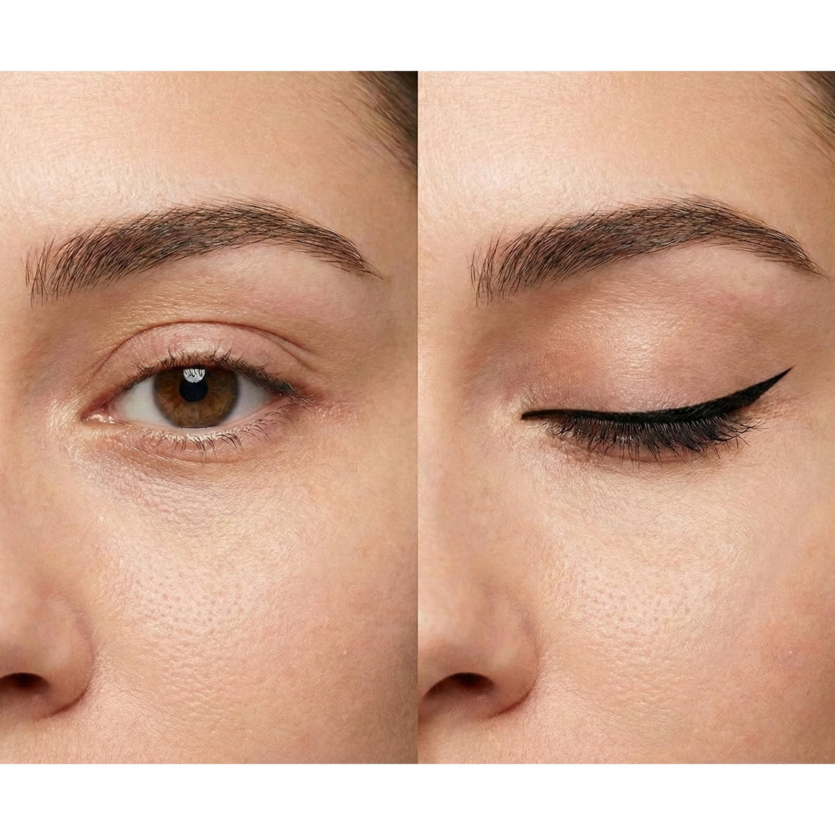 Il Makiage eyeliner applied on model eye, illustrating dramatic wing and clean finish