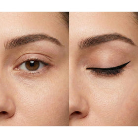 Il Makiage eyeliner applied on model eye, illustrating dramatic wing and clean finish